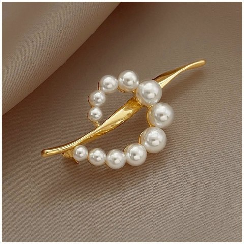 Broszka ozdobna - przeplatana złota z perłami BZ226