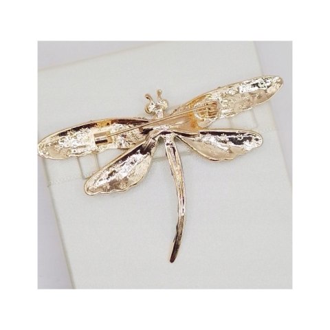 Broszka ozdobna szmaragdowa ważka z cyrkoniami BZ219