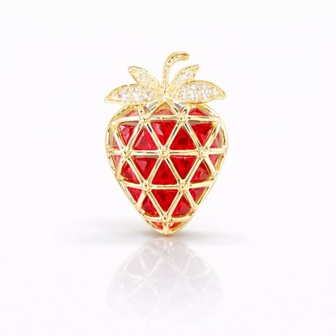 Broszka ozdobna - złota delikatna TRUSKAWKA BZ236