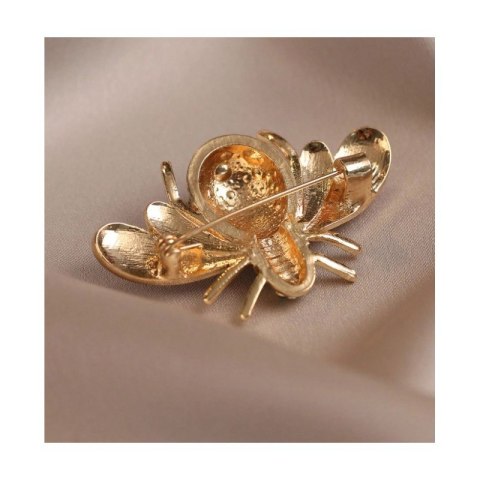 Broszka ozdobna - złoty Owad z zielonymi cyrkoniami BZ235