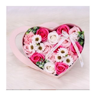 Bukiet zapachowych kwiatów mydlanych w ozdobnym pudełku, BUK01R