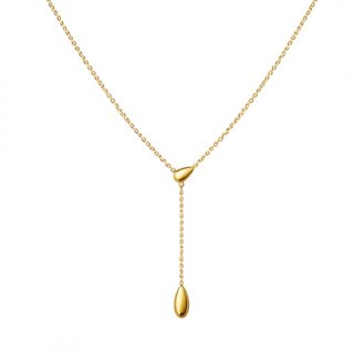 Długi naszyjnik stal szlachetna pozłacana 14k złotem, podwójna Kropla NST2256