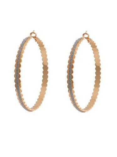 Kolczyk, koła, ozdobione srebrnym paseczkiem i falbanką 155