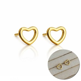Kolczyki SERCA ze stali szlachetnej platerowane 14k złotem, delikatne KST3401