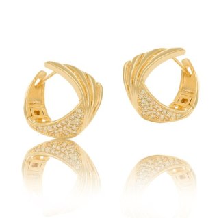 Kolczyki angielskie zapięcie, kanciaste skrzydła i malutkie cyrkonie