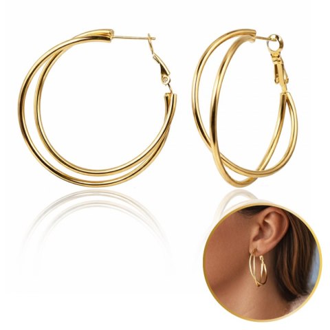 Kolczyki ze stali szlachetnej platerowane 14k złotem KOŁA duże KST3350