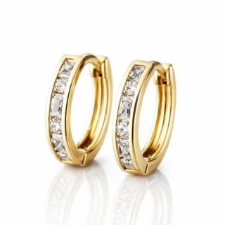 Kolczyki ze stali szlachetnej platerowane 14k złotem, z cyrkoniami KOŁA KST3417