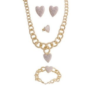 Komplet, kolia , grube ogniwa, zawieszki serca 57