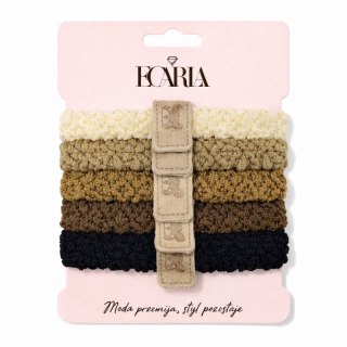 Zestaw frotek gumek 5w1 na plakietce, misie brąz beż GUM191